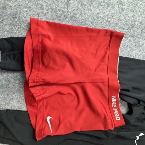 Nike Pro Leggings Shorts Set Mens Medium Black Red Compression Dri-FIT Layer - Picture 2 of 12